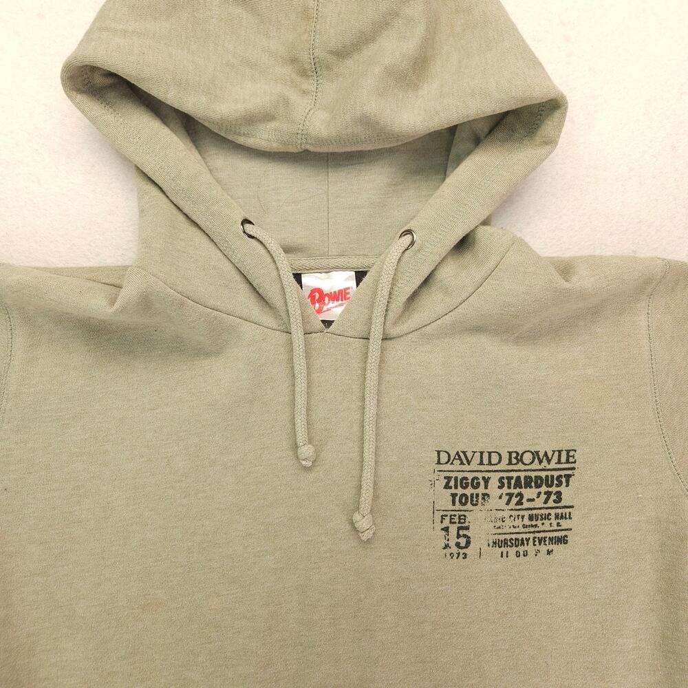David Bowie Casual Pullover Long Sleeve Hoodie Mens Size Large L Olive Green